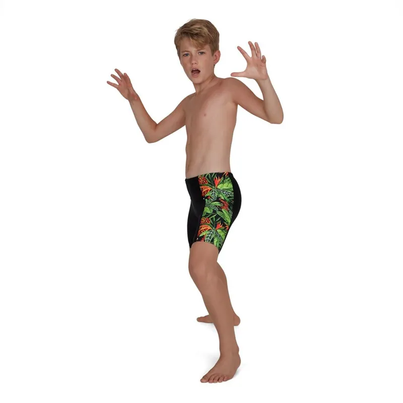 Speedo Boys JungleRoar Allover Panel Jammer Black/Green-5